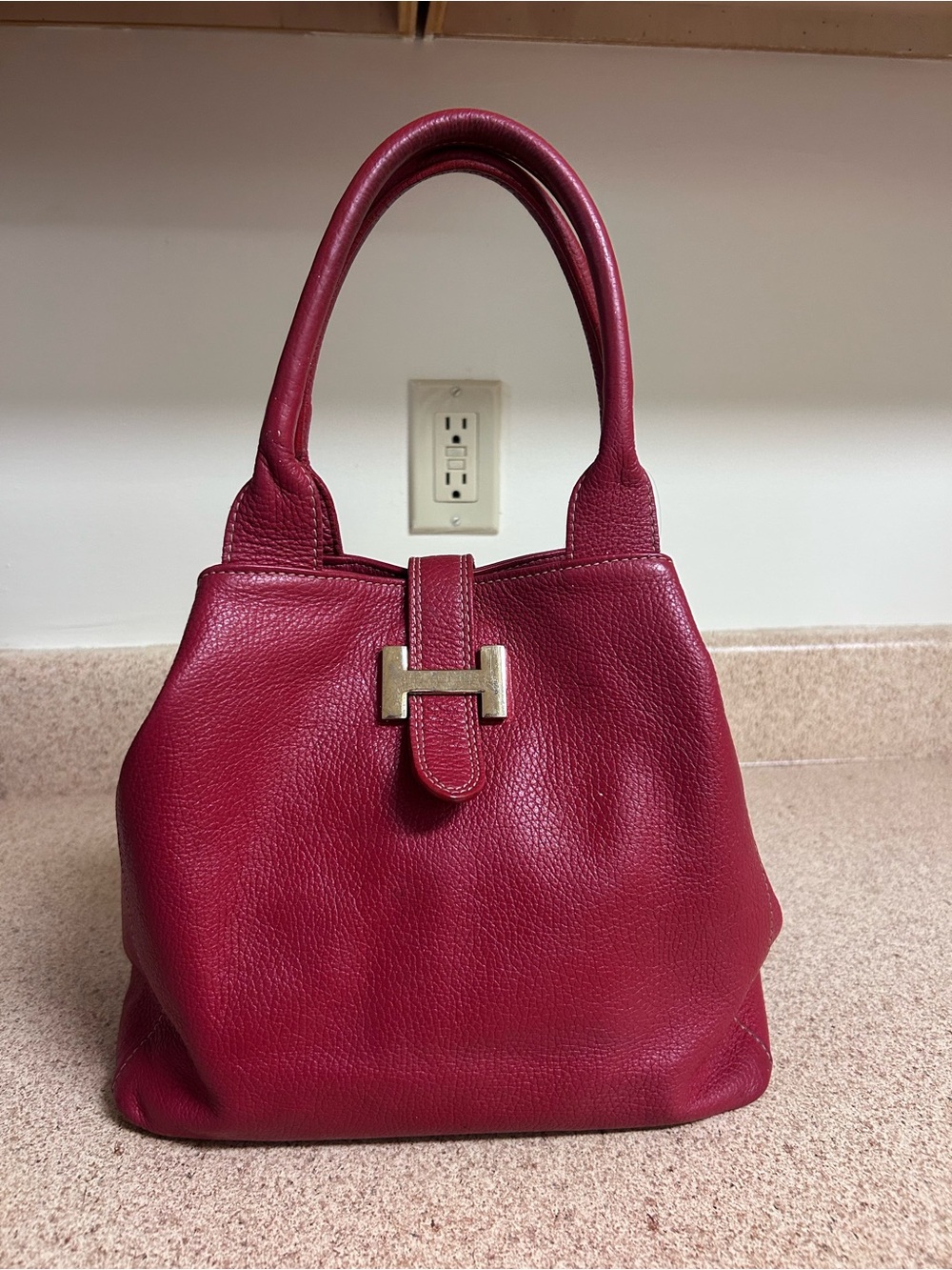 Women's Red Leather Shoulder Bag